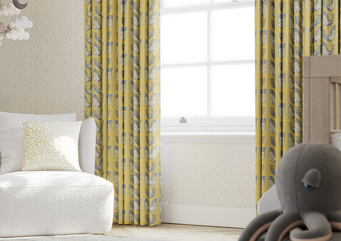 Scandi Birds, Mustard - Made to Measure Curtains - Image 5